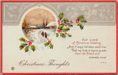 Antique Christmas Postcard My Love is Warm as Ever Dear Old Friend c1910
