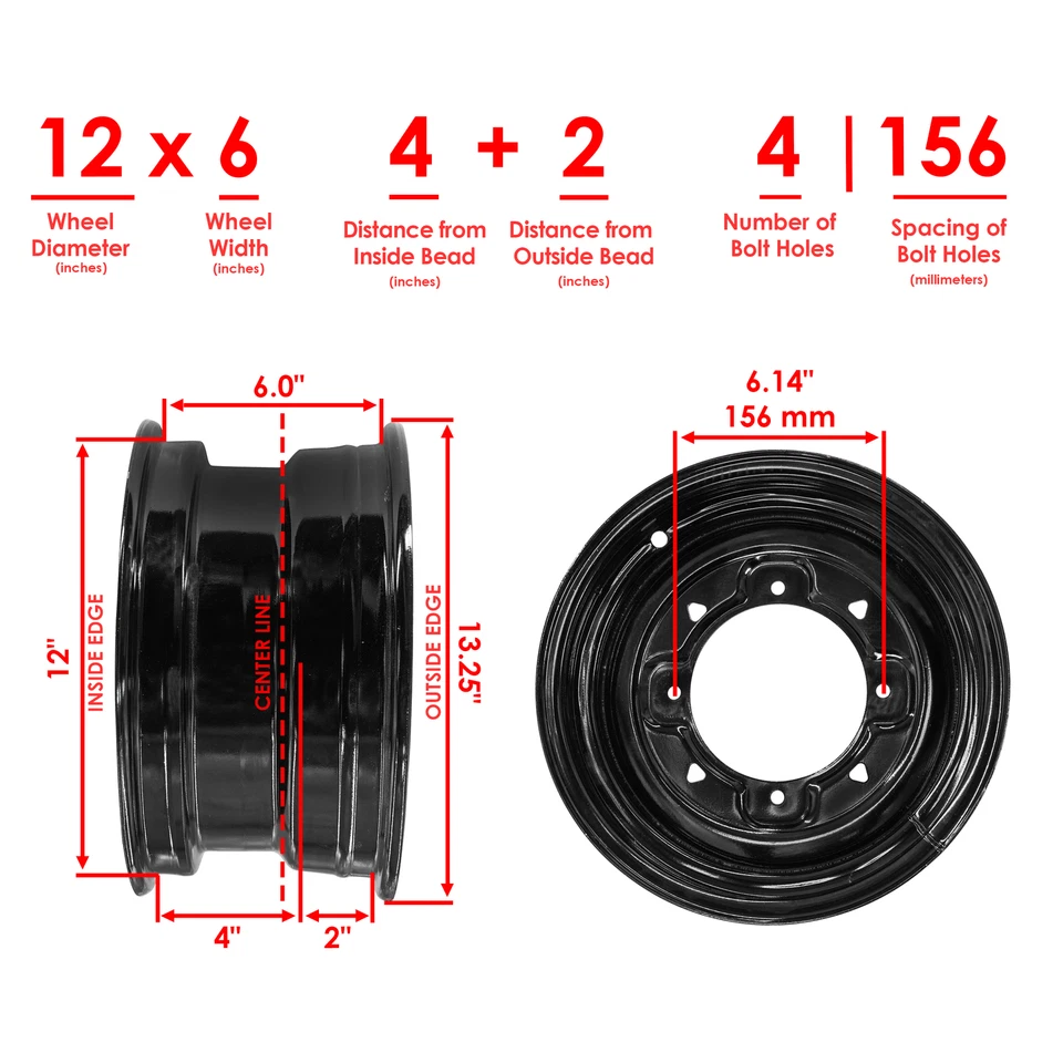 Caltric Front Wheel Rim For Polaris Ranger 500 2009-2022 / Ranger 570 2014-2025 - Image 2 of 4