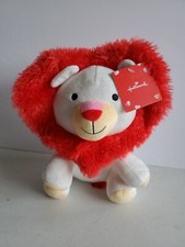 HALLMARK HEARTLY 8  Plush Teddy Bear Lion White Red Heart Stuffed Animal Toy NEW