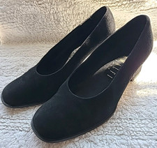 vtg AMALFI Italy Black Suede Pump Block Heels Sz 7B