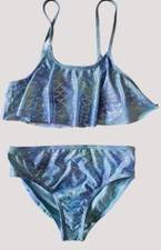  NEW Blue Mermaid Print B MAGICAL Ruffled Top Tankini Bathing Suit Girls 10