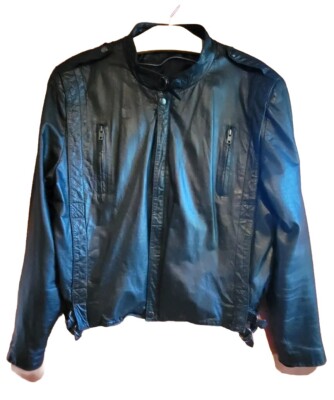 Vintage Soft Black Leather Cafe Racer Motorcycle Biker Jacket 40 Men's Classic