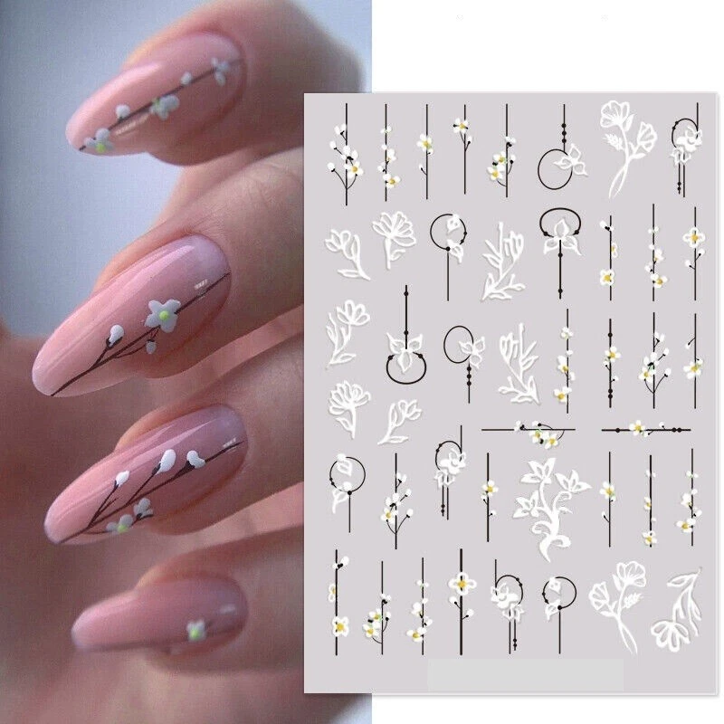 Nail Art Stickers Transfers Decals Spring Summer Flowers Floral Daisy Daisies 33