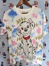 Vtg 90s Disney 101 Dalmatians Cruella de Vil Single Stitch AOP Cotton T-shirt M