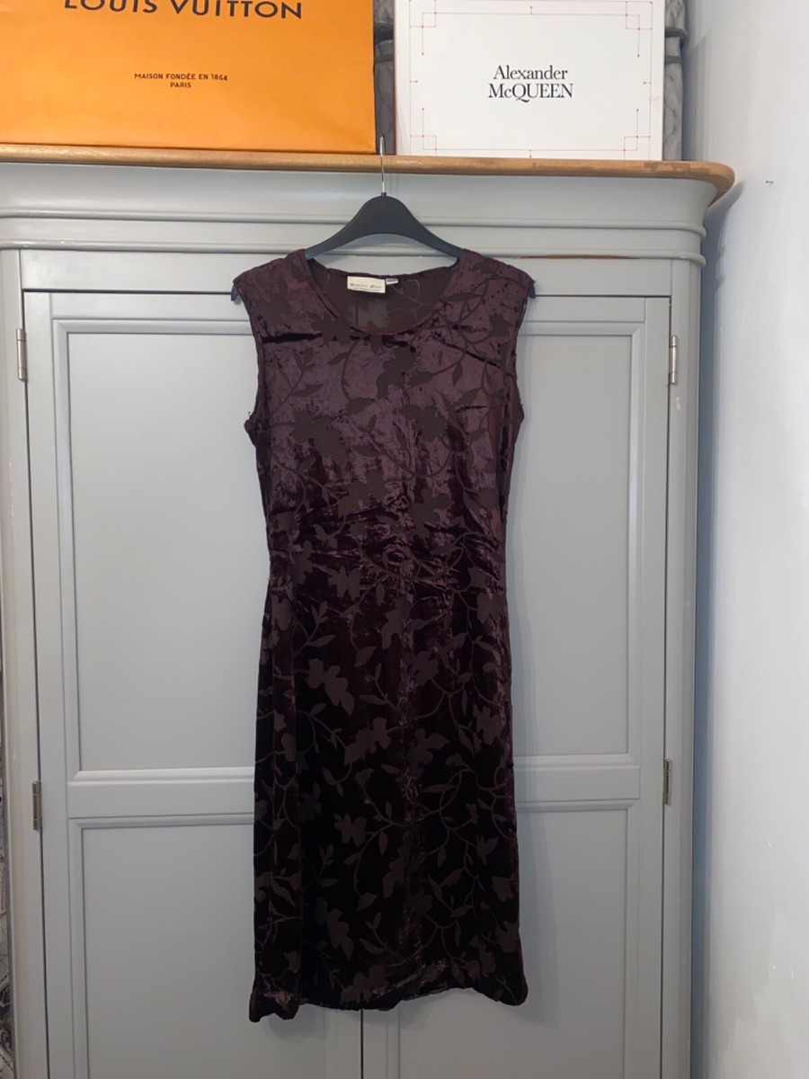 CHARLOTTE HALTON Velvet Flock Designer Dress Size 10 Chocolate Brown Gatsby  Deco | eBay UK