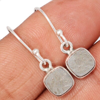Natural Muonionalusta Meteorite Sweden 925 Silver Earrings Jewelry CE49350