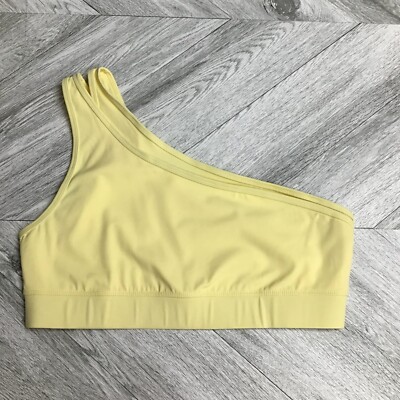Fourlaps Womens Banana One Shoulder Stretch Active Workout Gym Solo Bra L $64