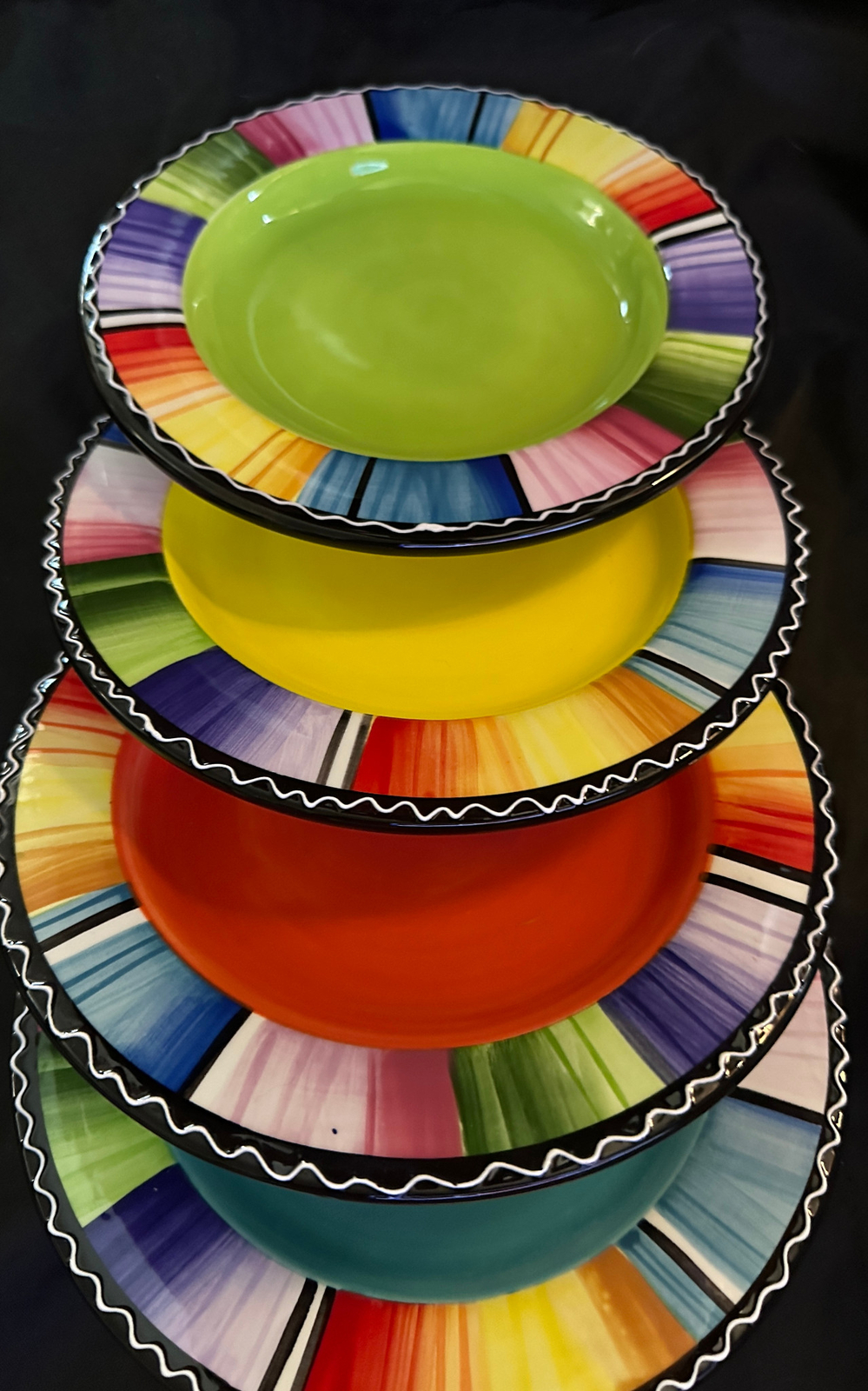 Certified International Salad Plates (4) Nancy Green  QC4 Multi Colors 8-1/2