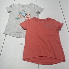 Members Mark 2 Pack Pink & Gray Bird Favorite Tee Shirts Youth Girls 6/6X