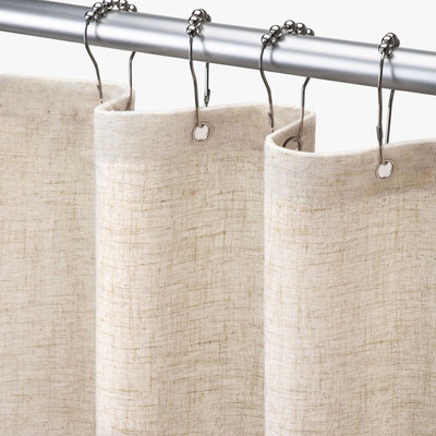 Linen Shower Curtain Beige Boho Farmhouse Shower Curtains for Bathroom Natural C