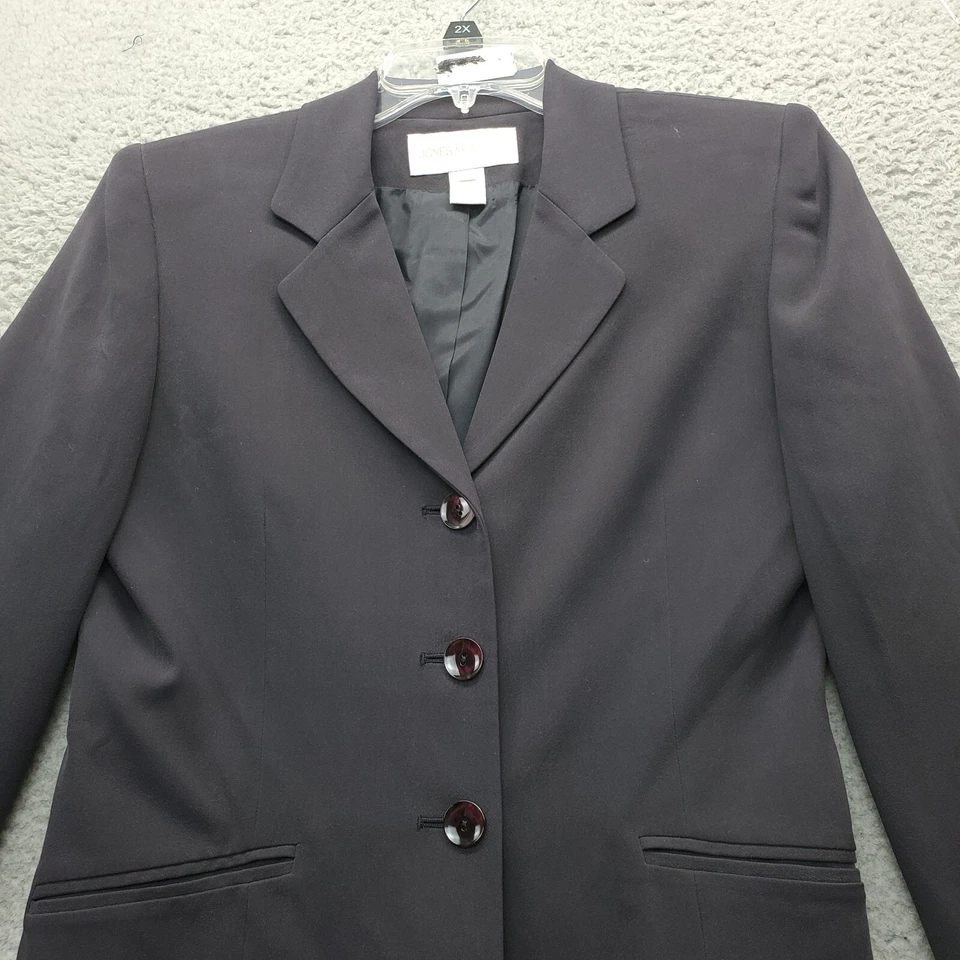 Jones New York 2 Piece Set Blazer & Skirt Womens Size 4 Black 100% Silk Lined - Image 2 of 4
