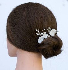 2/pc Rhinestone Wedding Hair Pins with Pearl, crystal and flowers