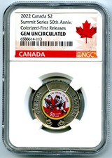 2022 $2 CANADA NGC GEM UNC COLOR SUMMIT SERIES TOONIE TWO DOLLAR FIRST RELEASES