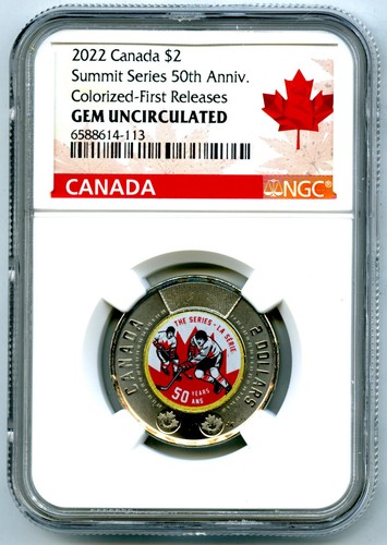 2022 $2 CANADA NGC GEM UNC COLOR SUMMIT SERIES TOONIE TWO DOLLAR FIRST RELEASES