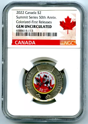 2022 $2 CANADA NGC GEM UNC COLOR SUMMIT SERIES TOONIE TWO DOLLAR FIRST RELEASES