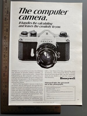 Honeywell Pentax Spotmatic Kamera Original 1969 Vintage Advert Werbung Reklame