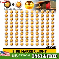 20/40/100PCS LED Marker Lights 3/4" Truck Trailer Side Lamp With Stailness Base