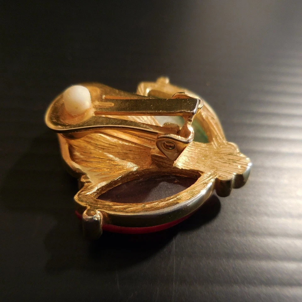 Chips Locken Ohr Rubin Smaragd Vergoldet Gelb Schmuckstück Art Déco Frau N4493 - Bild 4 von 4