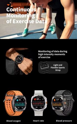 Montre Connectée Ultra Homme Écran GPS, Fitness, Multisports, Santé - Zdjęcie 5 z 9