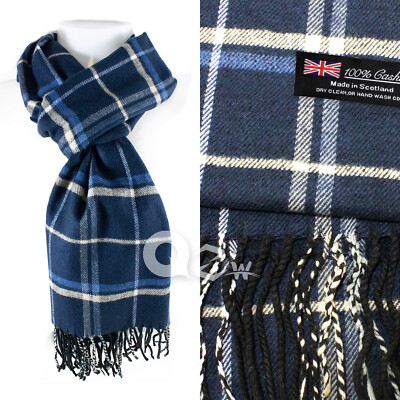 Mens Womens Winter Warm SCOTLAND Made 100% CASHMERE Scarf Scarves Plaid Wool