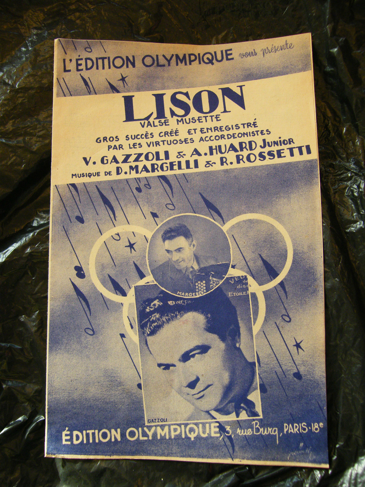Lison Partition V Gazzoli & A Huard D Margelli & R Rossetti Valse Musette