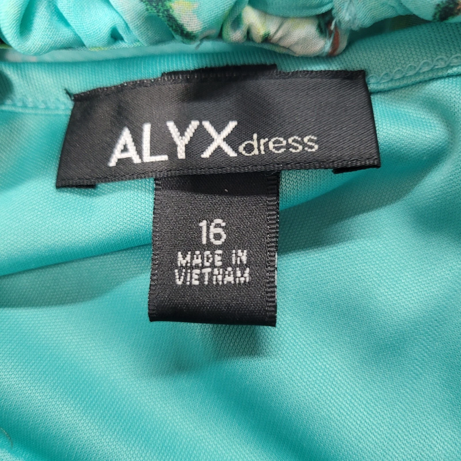 Abito tubino floreale Alyx taglia 16 blu rosso mini volant senza maniche zip collo barca