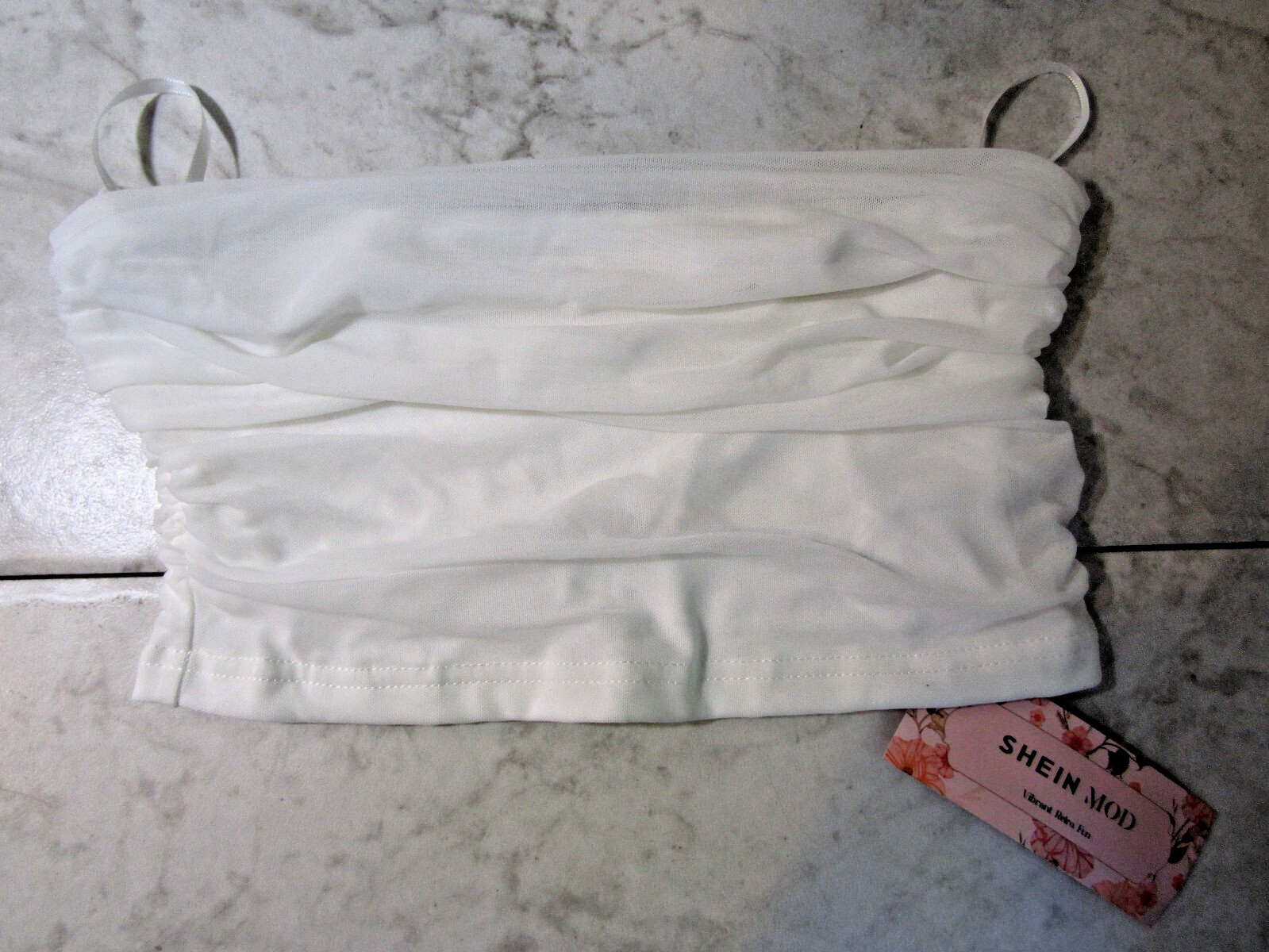 NWT Shein MOD White Poly/Elastane Strapless Tube Top Women's Size 6