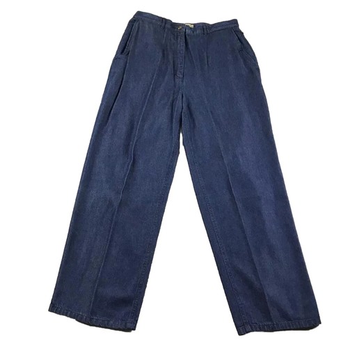 Travel Smith Jeans Women 16P Blue Flat Front Elastic Back Waist Straight Leg NWT