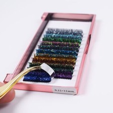 C D 8-18mm Mix Color Glitter Eyelash Extension Shiny Cosplay Makeup Lashes Wear