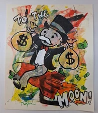 Mr Monopoly $ 14x17 Graffiti Pop Art $ Painting Abstract Thayer Street Art