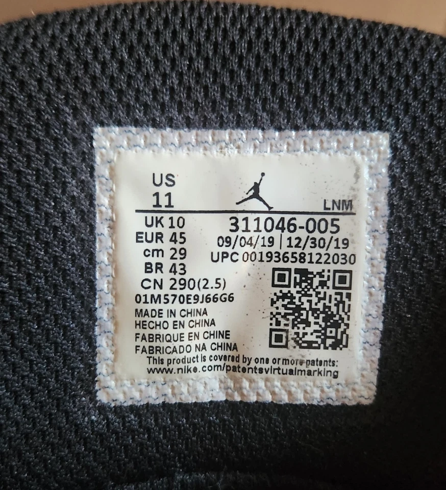 Nike Jordan Dub Zero Negro y Blanco Oro Zapatos 311046-005 Talla 11 Foto 4 de 4