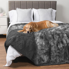 Waterproof Dog Blanket for Couch, Bed  Furniture,Reversible Sherpa  Faux Fur P