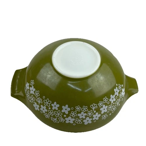 Vintage Pyrex 444 Spring Blossom Green Crazy Daisy Cinderella Mixing Bowl 4 Qt