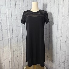 Michael Michael Kors Medium Black Open Knit Mesh Short Sleeve Shift Dress (Flaw)