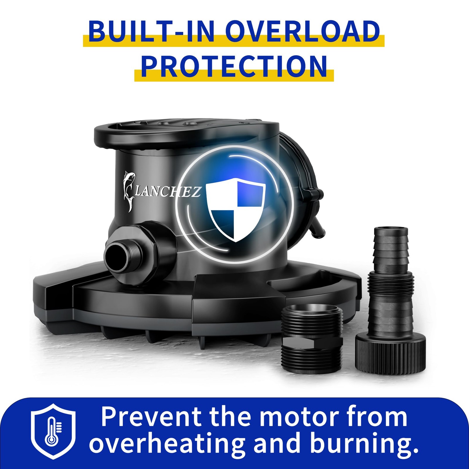 1/2HP Automatic Swimming Pool Cover Pump, 2000GPH Water Sump Pump with Check ...