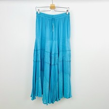 RAPP Boho Hippie Maxi Skirt Aqua Blue Pockets Low Rise One Size Fits UK 8 10 12