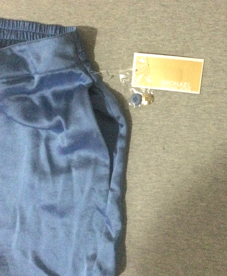 Michael Michael Kors Pantalones Mujer Grandes Pierna Ancha Bolsillos Azul Gris Nuevo con Etiquetas $125 Foto 2 de 4