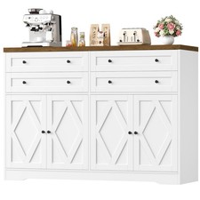 132.7 cm Credenza Cucina, Mobile Cucina con 4 Cassetti e 4 Armadi, Buffet Mobile