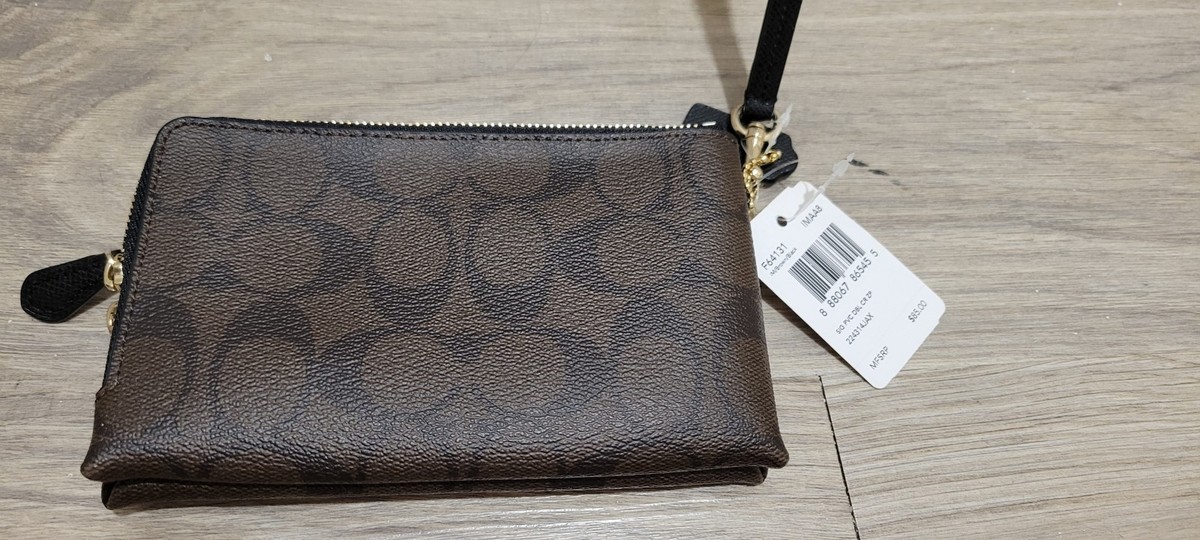 Coach Signature PVC Double Corner Zip Wristlet F64131 Imaa8 for