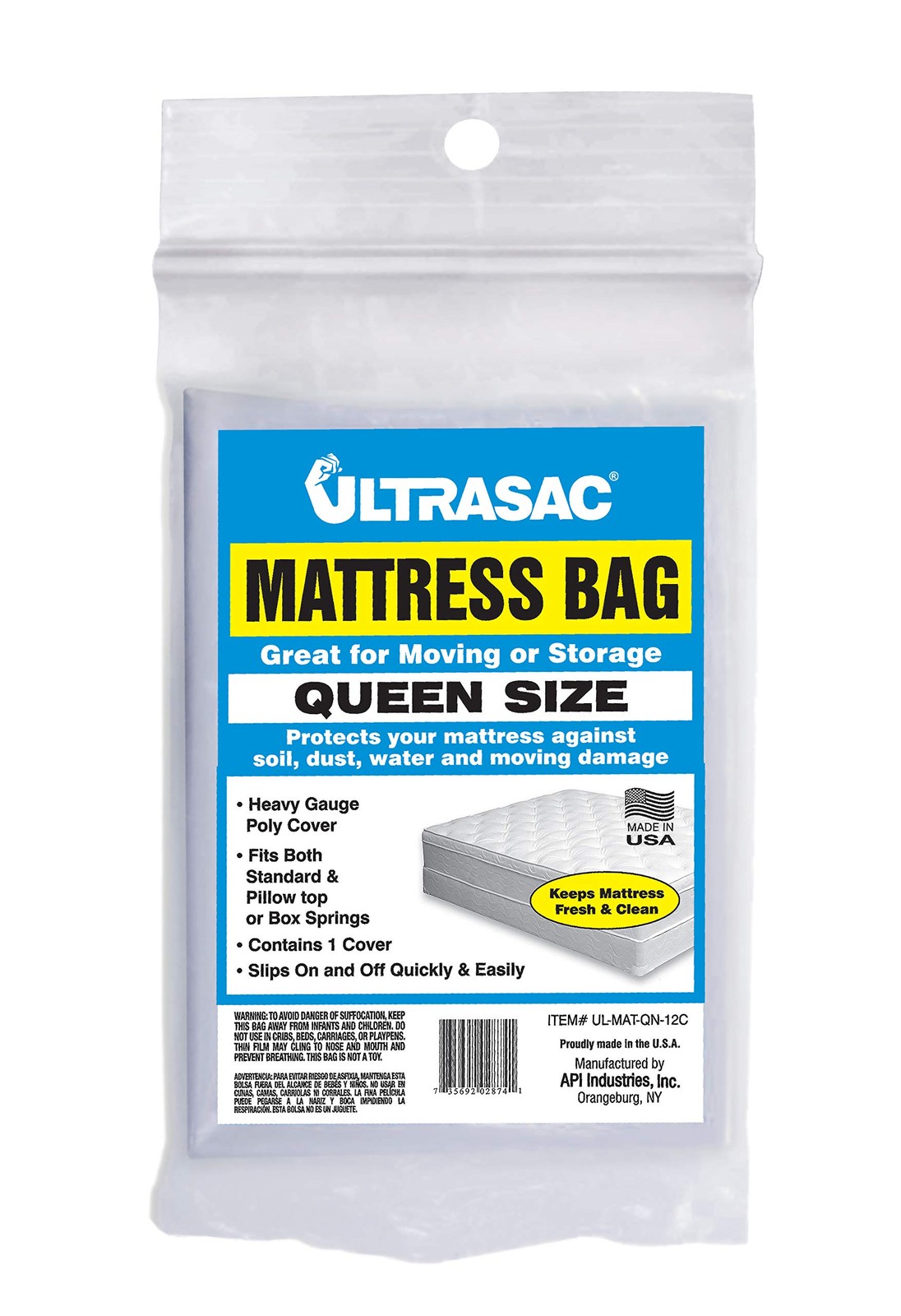 High Performance Queen Size Mattress 2.0 MIL eq Clear Cover Waterproof Bags - 