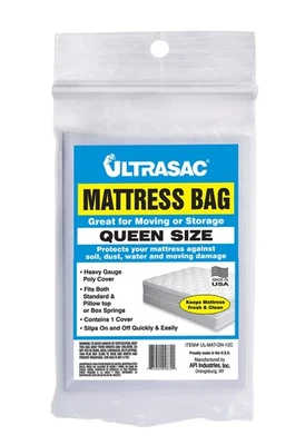 ULTRASAC High Performance Queen Size Mattress 2.0 MIL eq Clear Cover Waterproof Bags -