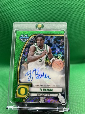 2024 Bowman University Chrome TJ Bamba #74 Green Shimmer Refractor Auto SP In Ma