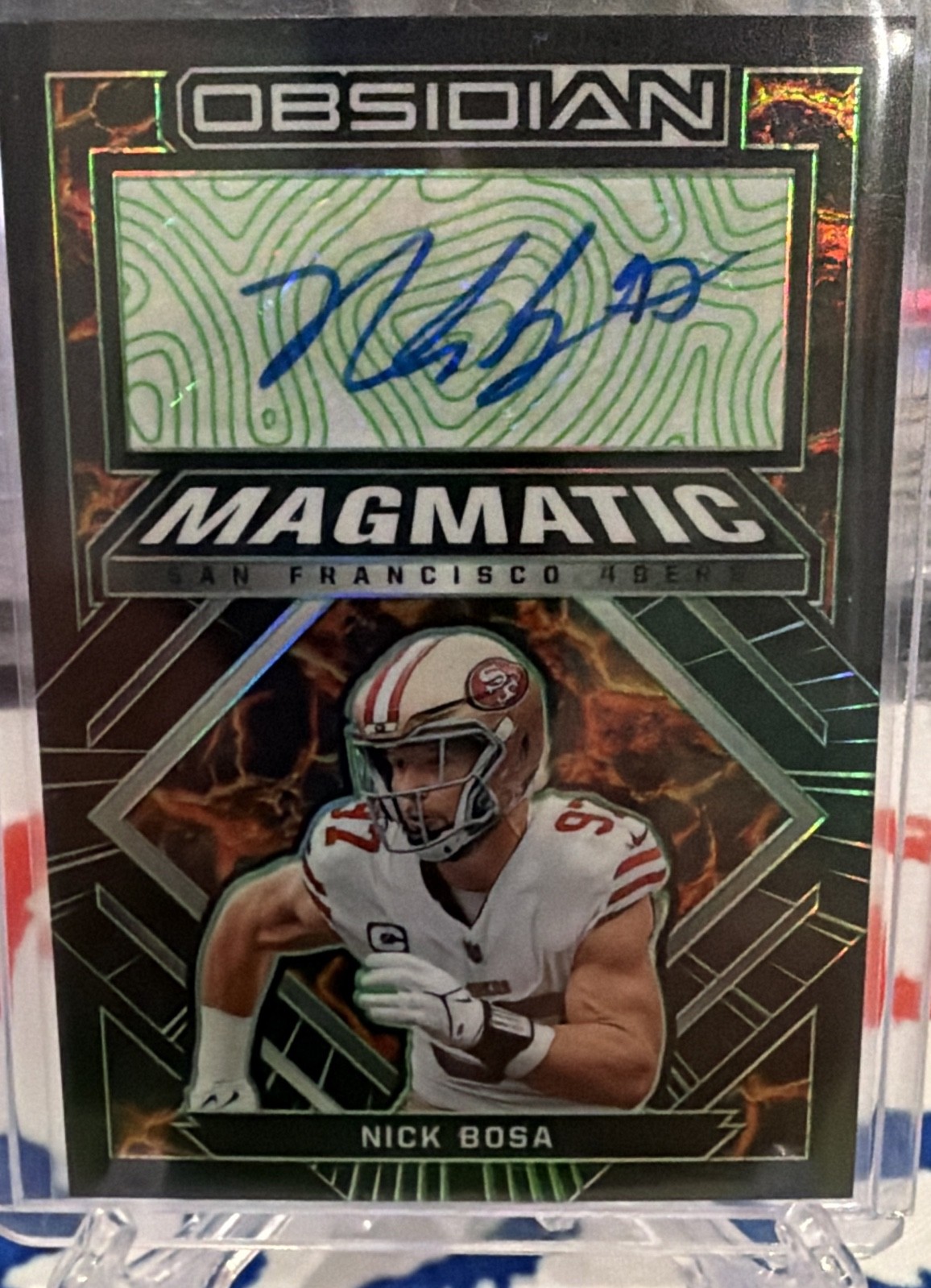2022 Panini Obsidian - Magmatic Signatures Nick Bosa Electric Etch Green /50 (AU
