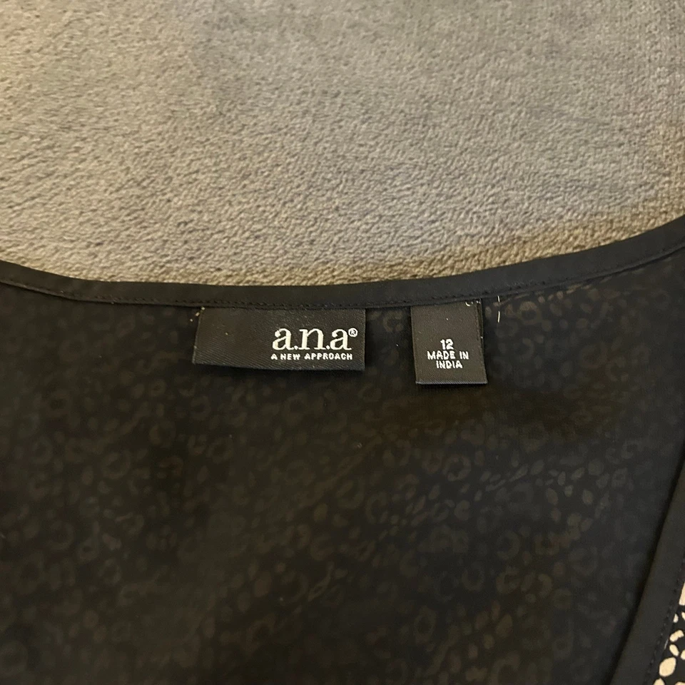 a.n.a. Vestido para mujer A New Approach talla 12 sin mangas negro beige estampado animal Foto 3 de 4