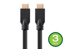 Monoprice High Speed HDMI Cable - 30ft - Black, No Logo (3-Pack) 10.2Gbps, 24AWG