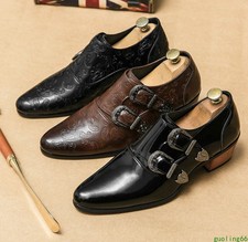 Men Pointy Toe Buckle Carving Dress Formal Wedding Shoes Evening Shoes Plus Size