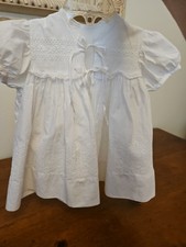 Vintage White Lace Christening Shawl Dress Baby Girl Size 3/6  Tie Close