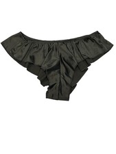 NWT AERIE Bikini Pantie Underwear Sz XS-S-M-L Black Silky Satin Ruffle