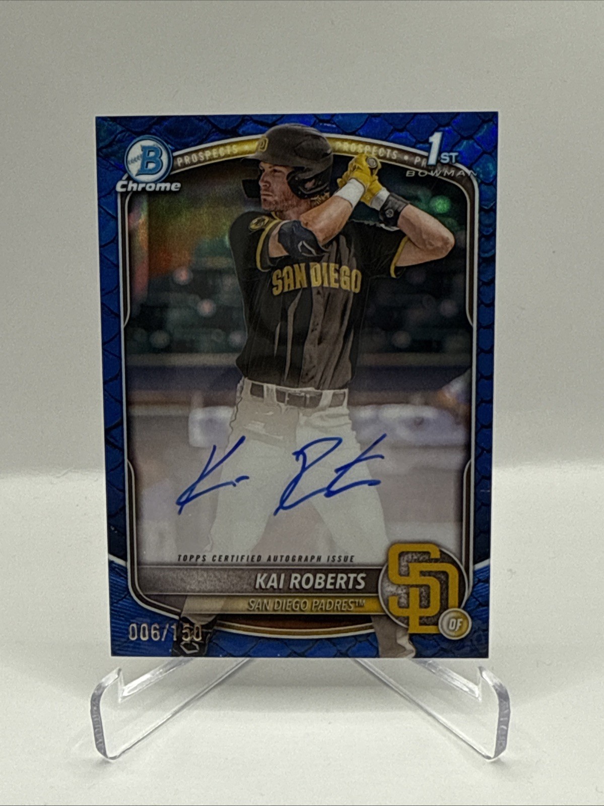KAI ROBERTS 2025 BOWMAN CHROME 1ST Reptilian BLUE PADRES AUTO /150 SAN Diego