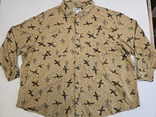 Duluth Trading Co Duck Bird Print Button Down 100% Cotton Shirt 4XL Relaxed Fit